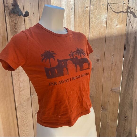 Mango burnt orange organic cotton graphic T-shirt with palm trees size XXS - Picture 4 of 7